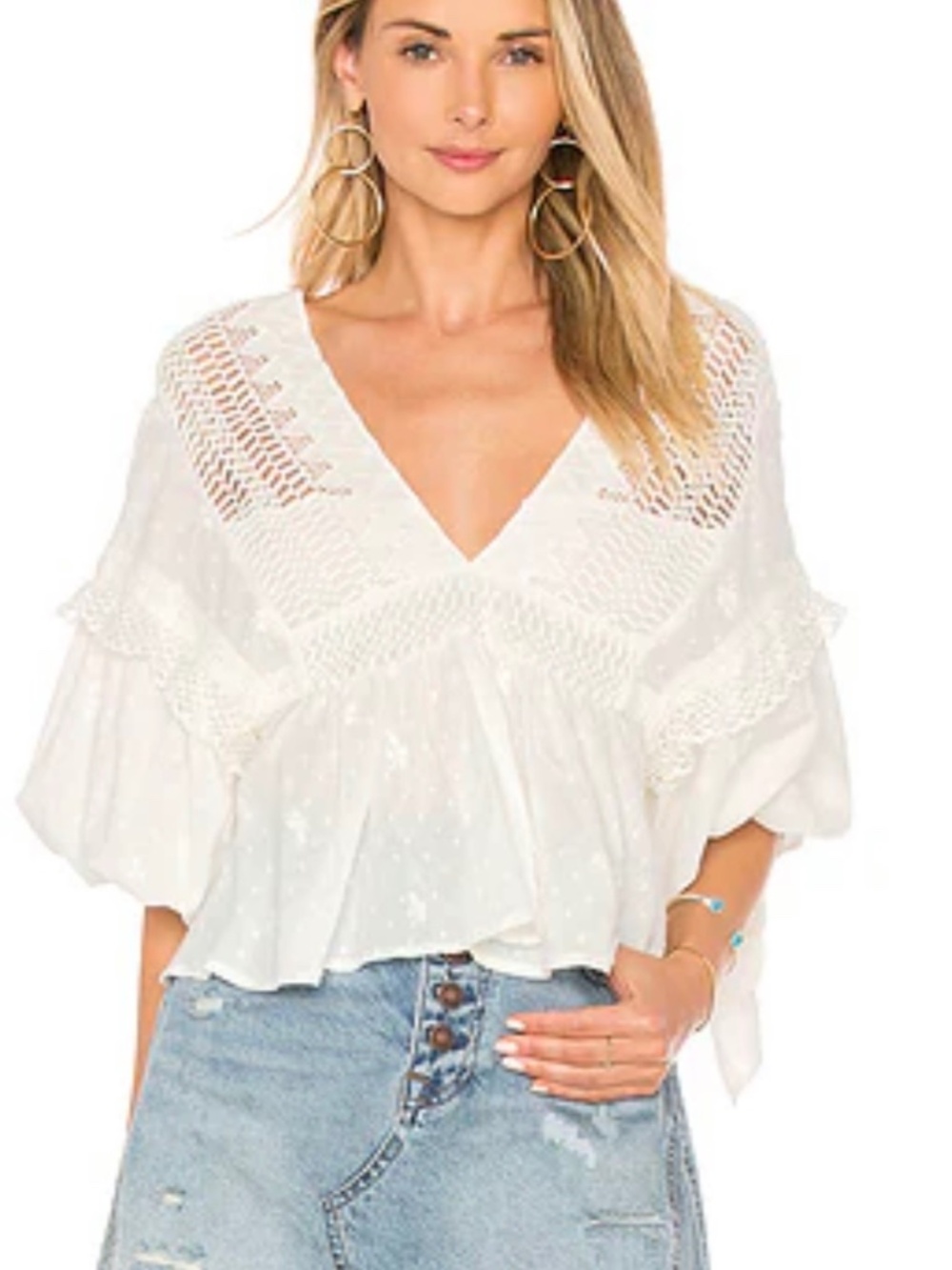 Free People Drive You Mad puff sleeve blouse